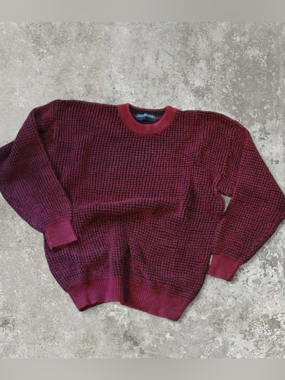 Claybrooke Men’s vintage Crewneck Sweater in Deep Berry